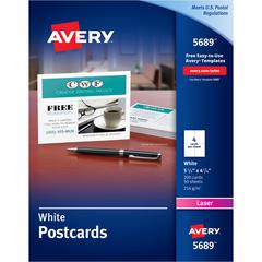 Avery&reg; Postcards - 97 Brightness - 5 1/2" x 4 1/4" - Matte - 200 / Box - Perforated, Heavyweight, Rounded Corner, Jam-free, Smudge-free, Double-sided, Uncoated, Recyclable, Biodegradable - White