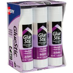 Avery&reg; Glue Stic with Disappearing Purple Color - 1.27 oz - 6 / Pack - Purple
