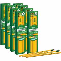 Ticonderoga Wood-Cased Pencils - Black Lead - 2HB - Yellow Barrel - 12 Pencils/Pack - 8 / Carton