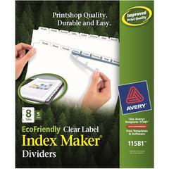 Avery&reg; Index Maker Index Divider - 40 x Divider(s) - Print-on Tab(s) - 8 - 8 Tab(s)/Set - 8.5" Divider Width x 11" Divider Length - 3 Hole Punched - White Paper Divider - White Paper Tab(s) - Recy