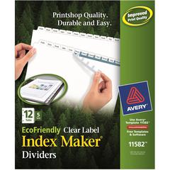 Avery&reg; Eco-friendly Index Makers Dividers - 60 x Divider(s) - 12 Print-on Tab(s) - 12 - 12 Tab(s)/Set - 8.5" Divider Width x 11" Divider Length - 3 Hole Punched - White Paper Divider - White Paper