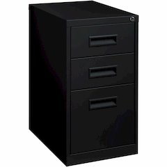 Lorell 22" Box/Box/File Mobile File Cabinet with Recessed Pull - 15" Width x 22" Depth x 27.7" Height - 3 x Drawer(s) for Box, File - Letter - Security Lock, Ball-bearing Suspension - Black - Powder C