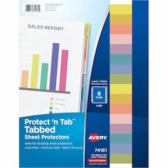 Avery&reg; Tabbed Sheet Protectors - 10 x Sheet Capacity - For Letter 8 1/2" x 11" Sheet - 3 x Holes - Ring Binder - Top Loading - Clear - Polypropylene - 8 / Set