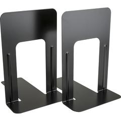Business Source Heavy-gauge Steel Book Supports - 8.50" Height x 9" Width x 6" Depth - Desktop - Non-skid Base, Scratch Resistant, Stain Resistant - Enamel - Black - Steel - 1 Pair