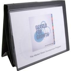 Business Source Presentation Binder - 1" Binder Capacity - Letter - 8 1/2" x 11" Sheet Size - Fastener: Ring - Pocket: Internal - Black - Recycled - Business Card Holder, Label Holder - 1 Each