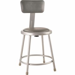 National Public Seating 6400 Series Heavy-Duty Padded Stools - Gray Seat Color - Vinyl, Medium Density Fiber (MDF) Seat Material - Gray Frame Color - Steel Frame Material - Four-legged Base - Gray - P