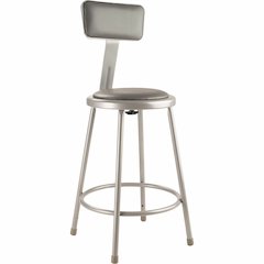 National Public Seating 6400 Series Heavy-Duty Padded Stools - Gray Seat Color - Vinyl, Medium Density Fiber (MDF) Seat Material - Gray Frame Color - Steel Frame Material - Four-legged Base - Gray - P