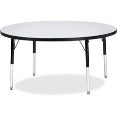 Jonti-Craft Berries Elementary Height Color Edge Round Table - Black Round Top - Four Leg Base - 4 Legs - Adjustable Height - 15" to 24" Adjustment x 1.13" Table Top Thickness x 48" Table Top Diameter
