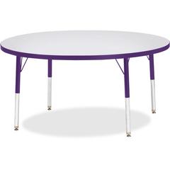 Jonti-Craft Berries Elementary Height Color Edge Round Table - Purple Round Top - Four Leg Base - 4 Legs - Adjustable Height - 15" to 24" Adjustment x 1.13" Table Top Thickness x 48" Table Top Diamete