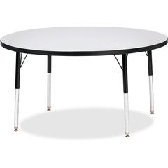 Jonti-Craft Berries Adult Height Color Edge Round Table - Black Round, Laminated Top - Four Leg Base - 4 Legs - Adjustable Height - 24" to 31" Adjustment x 1.13" Table Top Thickness x 48" Table Top Di
