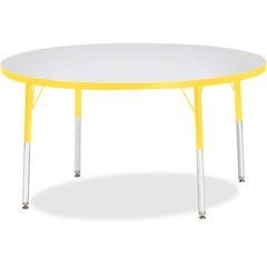 Jonti-Craft Berries Adult Height Color Edge Round Table - Laminated Round, Yellow Top - Four Leg Base - 4 Legs - Adjustable Height - 24" to 31" Adjustment x 1.13" Table Top Thickness x 48" Table Top D