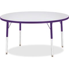Jonti-Craft Berries Adult Height Color Edge Round Table - Laminated Round, Purple Top - Four Leg Base - 4 Legs - Adjustable Height - 24" to 31" Adjustment x 1.13" Table Top Thickness x 48" Table Top D