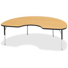 Jonti-Craft Berries Elementary Height Color Top Kidney Table - Black Oak Kidney-shaped, Laminated Top - Four Leg Base - 4 Legs - Adjustable Height - 15" to 24" Adjustment - 72" Table Top Length x 48" 