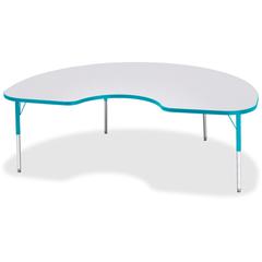 Jonti-Craft Berries Elementary Height Color Edge Kidney Table - Laminated Kidney-shaped, Teal Top - Four Leg Base - 4 Legs - Adjustable Height - 15" to 24" Adjustment - 72" Table Top Length x 48" Tabl