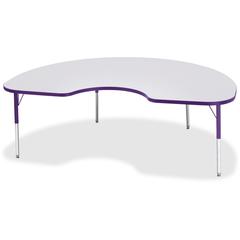 Jonti-Craft Berries Elementary Height Color Edge Kidney Table - Laminated Kidney-shaped, Purple Top - Four Leg Base - 4 Legs - Adjustable Height - 15" to 24" Adjustment - 72" Table Top Length x 48" Ta