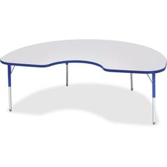 Jonti-Craft Berries Elementary Height Color Edge Kidney Table - Gray Kidney-shaped, Laminated Top - Four Leg Base - 4 Legs - Adjustable Height - 15" to 24" Adjustment - 72" Table Top Length x 48" Tabl