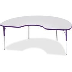 Jonti-Craft Berries Adult Height Prism Color Edge Kidney Table - Gray Kidney-shaped, Laminated Top - Four Leg Base - 4 Legs - Adjustable Height - 24" to 31" Adjustment - 72" Table Top Length x 48" Tab