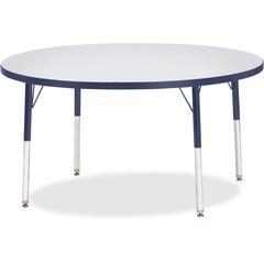 Jonti-Craft Berries Adult Height Color Edge Round Table - Laminated Round, Navy Top - Four Leg Base - 4 Legs - Adjustable Height - 24" to 31" Adjustment x 1.13" Table Top Thickness x 48" Table Top Dia