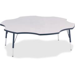 Jonti-Craft Berries Elementary Height Prism Six-Leaf Table - Laminated, Navy Top - Four Leg Base - 4 Legs - Adjustable Height - 15" to 24" Adjustment x 1.13" Table Top Thickness x 60" Table Top Diamet