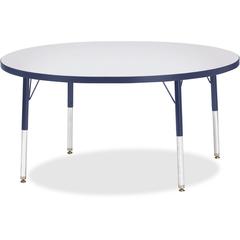 Jonti-Craft Berries Elementary Height Color Edge Round Table - Navy Round Top - Four Leg Base - 4 Legs - Adjustable Height - 15" to 24" Adjustment x 1.13" Table Top Thickness x 48" Table Top Diameter 