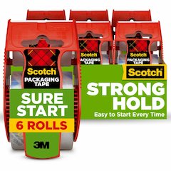 Scotch Sure Start Packaging Tape - 22.20 yd Length x 1.88" Width x 2.6 mil Thickness - 1 1/2" Core - Clear - Synthetic Rubber Backing - Dispenser Included - Handheld Dispenser - Tear Resistant, Sliver