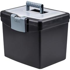 Storex Portable Storage Box - External Dimensions: 14.9" Length x 11" Width x 12.1" Height - Media Size Supported: Letter - Snap-tight Closure - Plastic - Black - For File - Recycled - 1 Carton