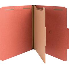 Nature Saver 2/5 Tab Cut Letter Yes Classification Folder - 8 1/2" x 11" - 4 Fastener - 2" for Folder, 1" for Divider - 1 Divider - 25 pt. - Pressboard - Redrope - Tyvek Gusset - 100% Recycled - 10 / 