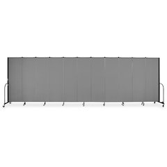 Screenflex Portable Room Dividers - 72" Height x 20.4 ft Length - Black Metal Frame - Polyester - Stone - 1 Each