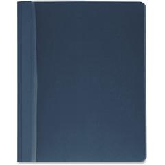 Business Source Letter Report Cover - 8 1/2" x 11" - 100 Sheets Capacity - 3 x Prong Fastener - Clear, Dark Blue - Textured, Non-stick - 25 / Box
