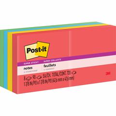 Post-it&reg; Super Sticky Notes - Playful Primaries Color Collection - 720 - 2" x 2" - Square - 90 Sheets per Pad - Unruled - Candy Apple Red, Sunnyside, Lucky Green, Blue Paradise - Paper - Self-adhe