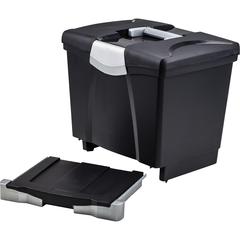 Storex Portable file Box with Drawer - External Dimensions: 11.5" Width x 14.3" Depth x 13" Height - Latch Lock Closure - Plastic - Black - For Document, Pen/Pencil, File, Letter - Recycled - 1 Carton