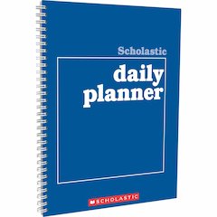 Scholastic Daily Planner - Academic - Daily, Weekly, Yearly - 8 1/2" x 11" Sheet Size - White Sheet - Blue Cover - 1 Each