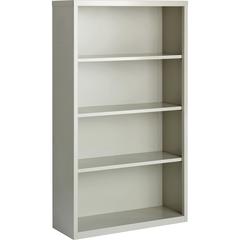 Lorell Fortress Series Bookcase - 34.5" Width x 13" Depth x 60" Height - 4 x Shelf(ves) - Light Gray - Powder Coated - Steel - Yes