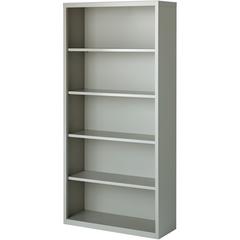 Lorell Fortress Series Bookcase - 34.5" Width x 13" Depth x 72" Height - 5 x Shelf(ves) - Light Gray - Powder Coated - Steel - Yes