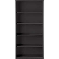 Lorell Fortress Series Bookcase - 34.5" Width x 13" Depth x 72" Height - 5 x Shelf(ves) - Black - Powder Coated - Steel - Yes