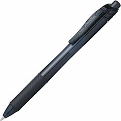 Pentel EnerGel-X Rollerball Pen - Refillable - Retractable - Black Ink - Gel-based - Black Barrel - Metal Tip - 1 Dozen