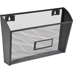 Lorell Mesh Wire Wall Pocket - 6.62" Height x 12.62" Width x 4.75" Depth - Black - 1 Each