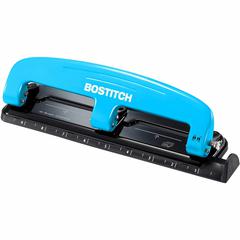 Bostitch EZ Squeeze&trade; 12 Three-Hole Punch - 3 Punch Head(s) - 12 Sheet - 9/32" Punch Size - Round Shape - 3" x 1.6" - Blue, Black