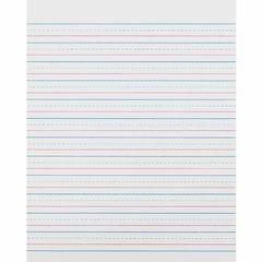Zaner-Bloser Pacon Broken Midline Sulphite Paper - 500 Sheets - 0.50" Ruled - 8" x 10 1/2" - White Paper - 500 / Ream