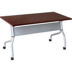 Lorell Flip Top Training Table - Rectangle Top - Four Leg Base - 4 Legs - 23.60" Table Top Width x 60" Table Top Depth - 29.50" Height x 59" Width x 23.63" Depth - Training - Assembly Required - Mahog