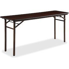Lorell Economy Folding Banquet Table - Mahogany Rectangle Top - 60" Table Top Width x 18" Table Top Depth x 0.62" Table Top Thickness - 29" Height - Melamine Top Material - 1 Each