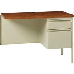 Lorell Fortress Series Right-Pedestal Return - Rectangle Top - 42" Table Top Width x 24" Table Top Depth x 1.12" Table Top Thickness - 29.50" Height - Office, File - Assembly Required - Oak, Oak Lamin