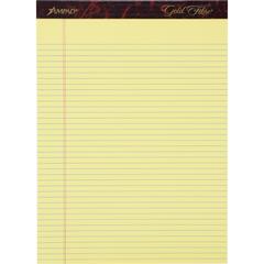 Ampad Gold Fibre Narrow Rule Writing Pads - 50 Sheets - Watermark - Stapled/Glued - 0.25" Ruled - 16 lb Basis Weight - Letter - 8 1/2" x 11 3/4" Sheet Size - Canary Yellow Paper - Micro Perforated, Bl