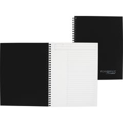 Mead Action Planner Business Notebook - Twin Wirebound - 9.50" x 7.5" x 0.6" - Black Cover - Pocket, Pen Loop, Perforated, Dual-sided Pocket, Bungee - Recycled - 1 Each