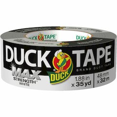 Duck MAX Strength Tape - White - 35 yd Length x 1.88" Width - White - Natural Rubber - Polyethylene Backing - For Indoor, Outdoor - 1 Roll