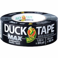 Duck MAX Strength Tape - Black - 35 yd Length x 1.88" Width - Black - Natural Rubber - Polyethylene Backing - For Indoor, Outdoor - 1 Roll