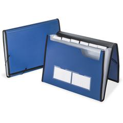 Oxford Letter Expanding File - 8 1/2" x 11" - 7 Pocket - Blue - Durable, Flap Closure, Elastic Closure, Wear Resistant, Tear Resistant, Moisture Resistant, Metallic - 1 Each