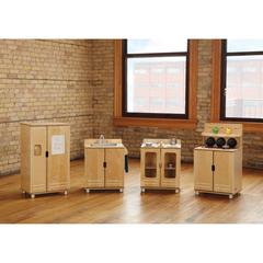 Jonti-Craft TrueModern 4-Piece Play Kitchen Set - 1 Each - Baltic - Anodized Aluminum