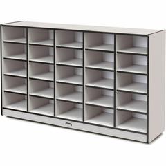 Jonti-Craft Rainbow Accents Cubbie Mobile Storage - 25 Compartment(s) - 35.5" Height x 60" Width x 15" Depth - Durable, Laminated - Black - Hard Rubber - 1 Each