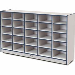 Jonti-Craft Rainbow Accents Cubbie Mobile Storage - 25 Compartment(s) - 35.5" Height x 60" Width x 15" Depth - Durable, Laminated - Navy - Hard Rubber - 1 Each